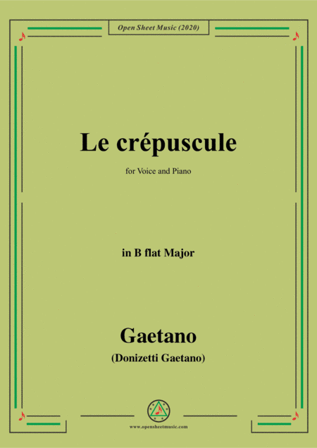 Donizetti-Le crepuscule,in B flat Major,for Voice and Piano (arr. MSM)