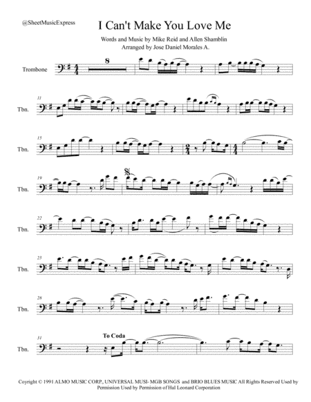 I Can't Make You Love Me (arr. Jose Daniel Morales A.)