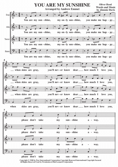 You Are My Sunshine (arr. Andrew Emmet)