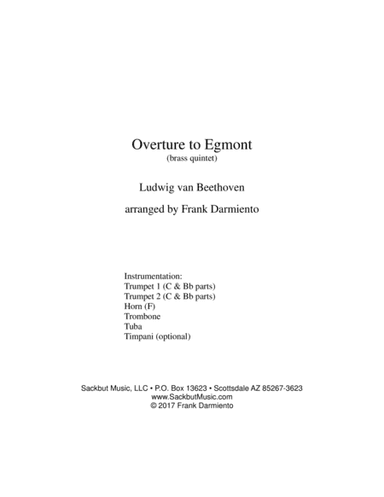Egmont Overture (for brass quintet) (arr. Frank Darmiento)