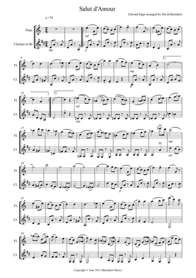 Salut d' Amour for Flute and Clarinet (arr. David Burndrett)