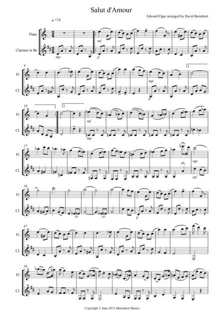 Salut d' Amour for Flute and Clarinet (arr. David Burndrett)