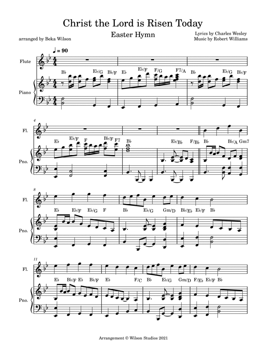 Christ the Lord is Risen Today--flute solo (arr. Beka Wilson)