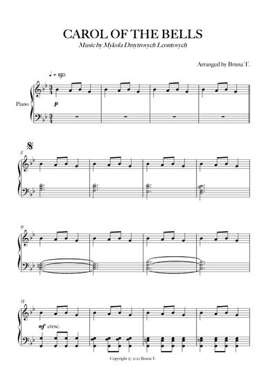 Carol of the Bells (Piano) (arr. Bruna T.)