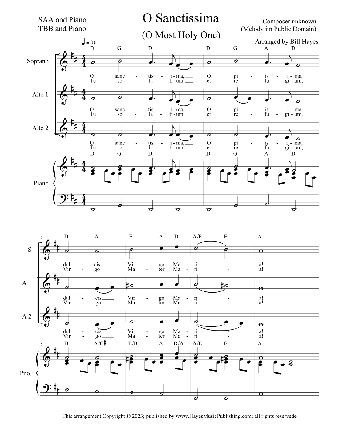 O Sanctissima (arr. Bill Hayes)