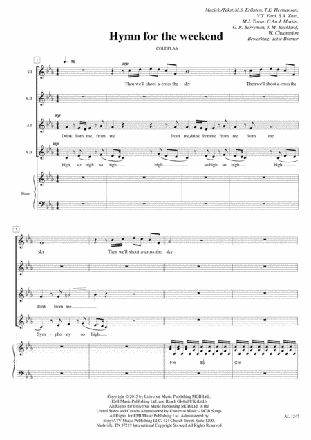 Hymn For The Weekend (arr. Jetse Bremer)