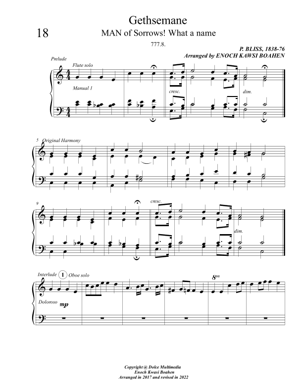 Gethsemane ( Hymn tune ) (arr. Enoch Kwasi Boahen)
