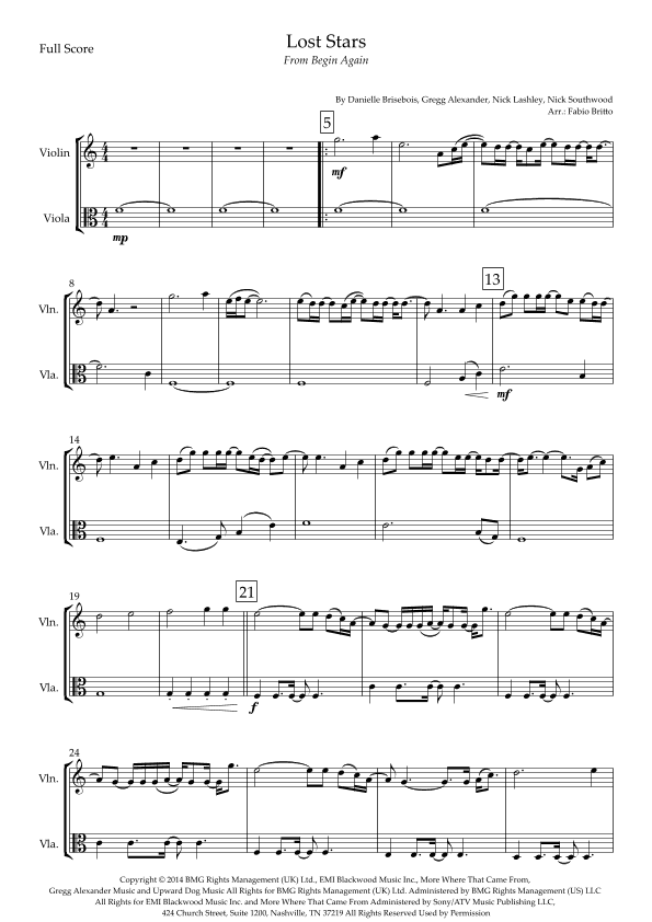 Lost Stars (arr. Fabio Britto)