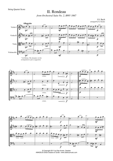 Rondeau Suite 2 BWV 1067 for string quartet (arr. K. Krantz)