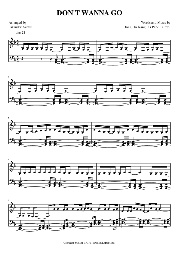 Don't Wanna Go (arr. Eskander Aceval)