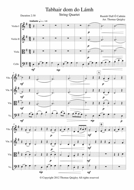 Tabhair dom do Lámh (arr. Thomas Quigley)