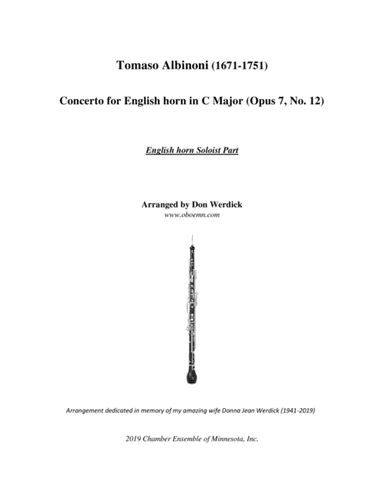 Concerto for English horn in C Major, Op. 7 No. 12 (arr. Don Werdick (1946 - ))