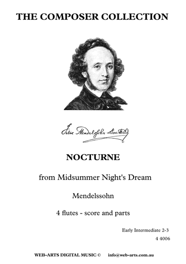 NOCTURNE from Midsummer Night's Dream arranged for 4 flutes (4 4006) - MENDELSOHN + (arr. WEB-ARTS Digital Music)