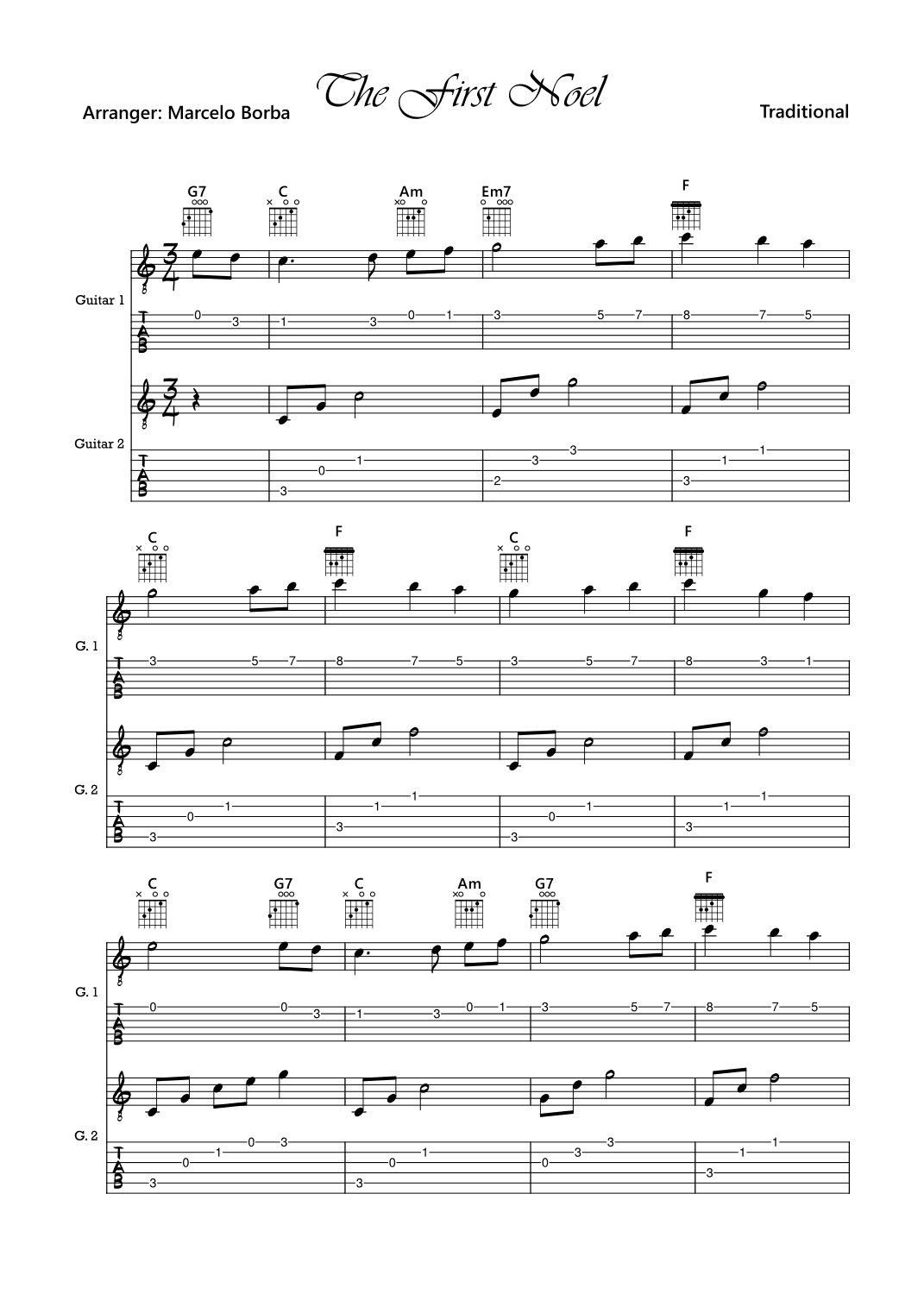 The First Noel (Guitar Duet) (arr. Marcelo Borba)