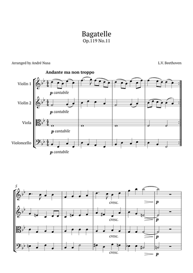 Bagatelle Op.119 No.11 (arr. André Nusa)