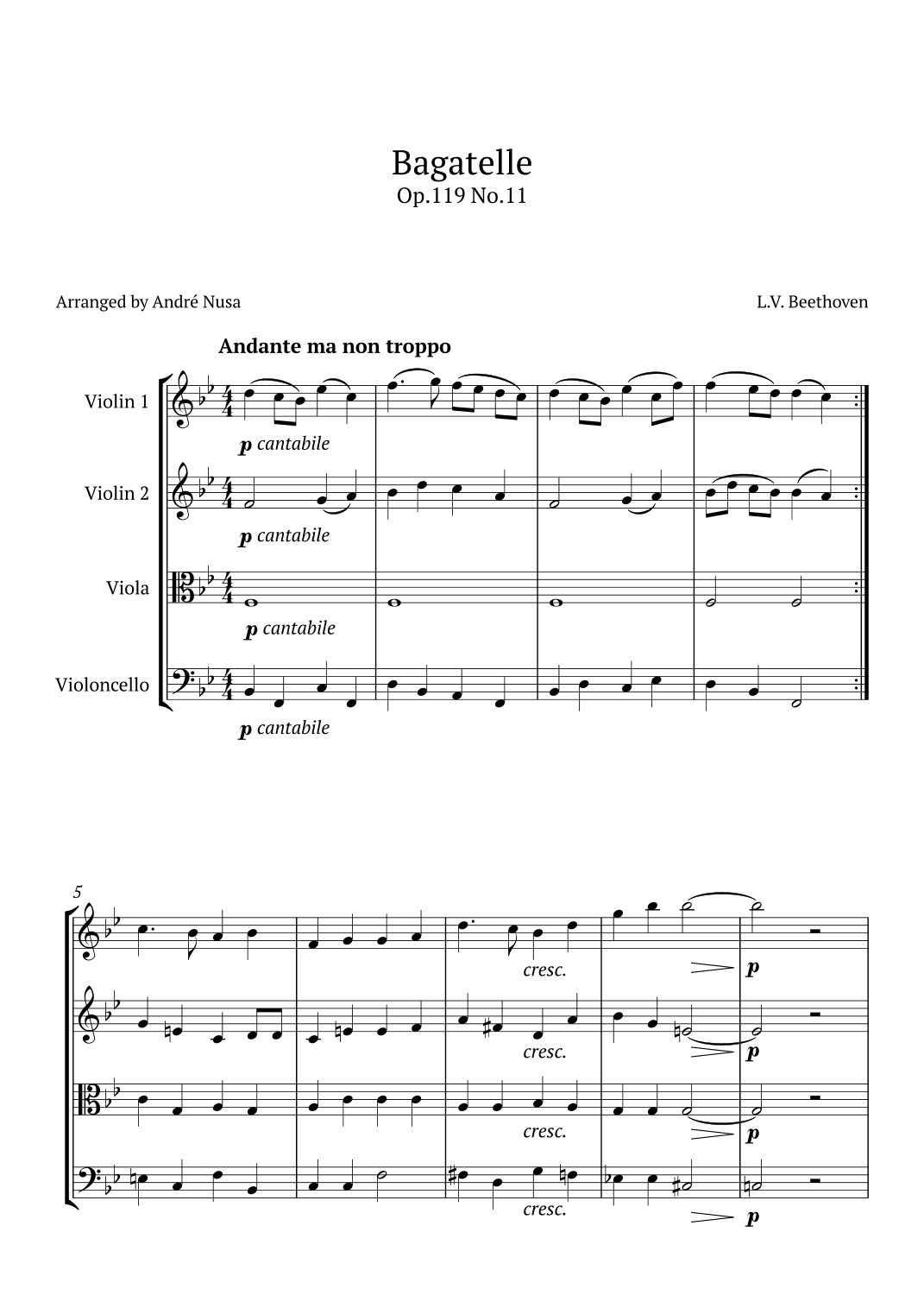 Bagatelle Op.119 No.11 (arr. André Nusa)