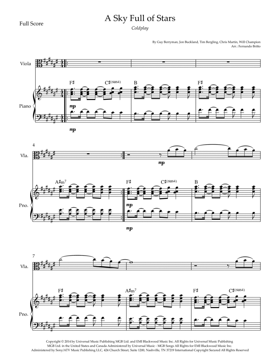 A Sky Full Of Stars (arr. Fernando Britto)