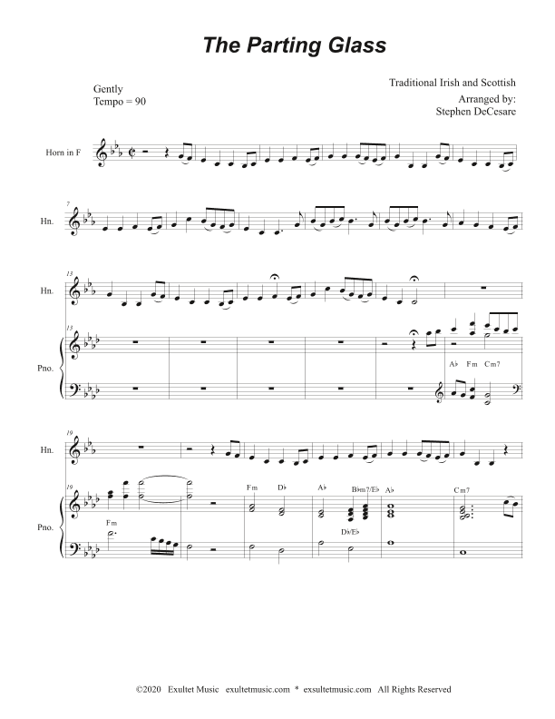 The Parting Glass (French Horn solo and Piano) (arr. Stephen DeCesare)