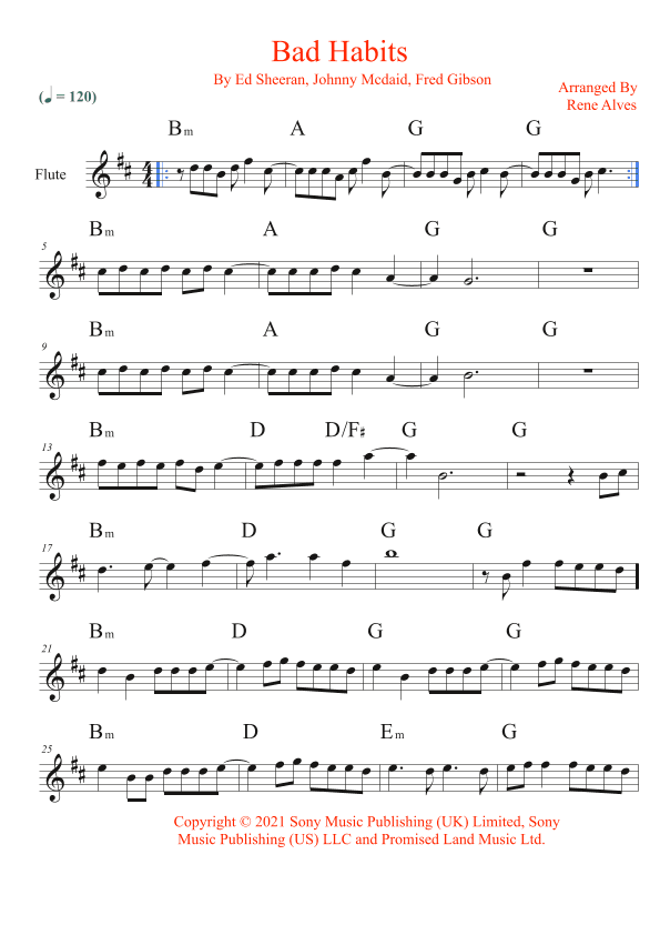Bad Habits (arr. Rene Alves)