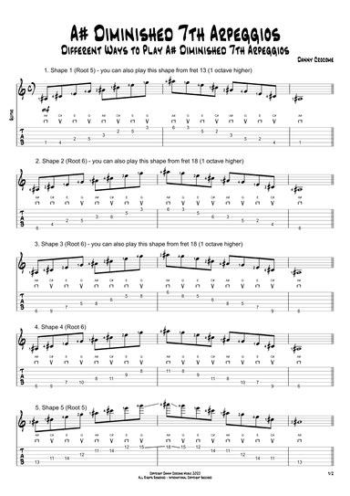 A# Diminished 7th Arpeggios (5 Ways to Play)