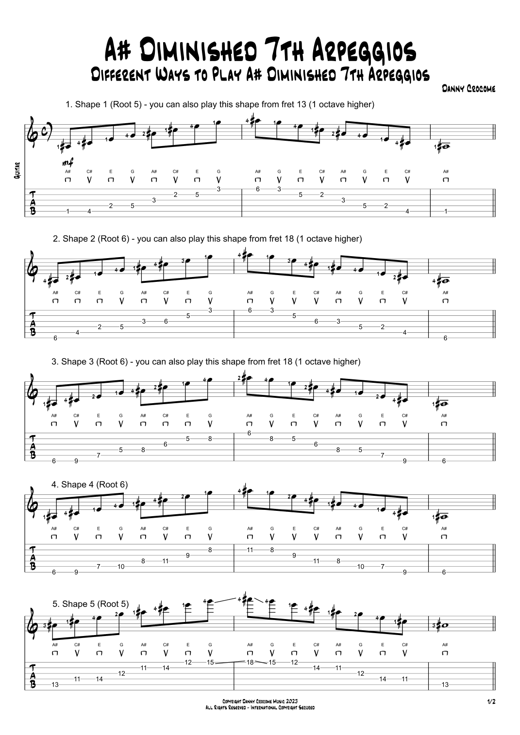 A# Diminished 7th Arpeggios (5 Ways to Play)