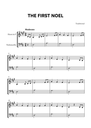 Traditional - The First Noel (D Major) (for French Horn and Cello) (arr. Cadenza Editions)