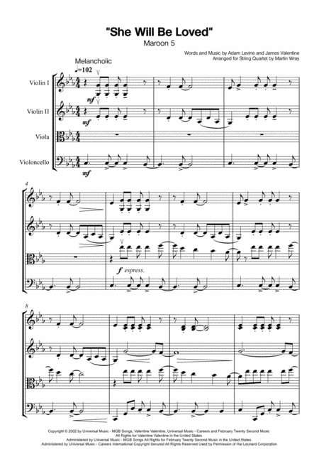 She Will Be Loved (arr. Martin Wray)