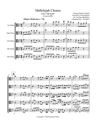 Hallelujah (from "Messiah") (Bb) (Viola Quintet) (arr. Regis Bookshar)