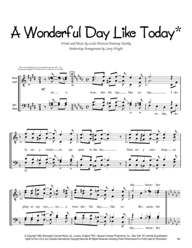 A Wonderful Day Like Today (arr. Larry Wright)