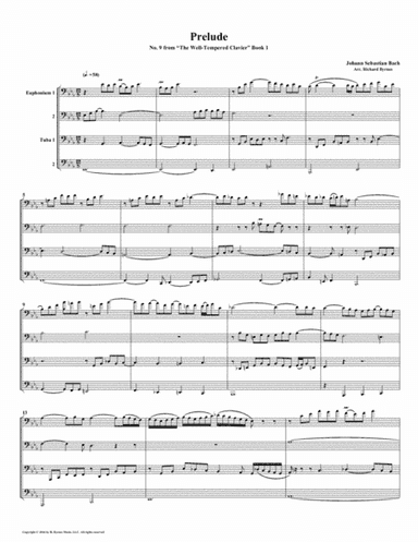 Prelude 09 from  Well-Tempered Clavier, Book 1 (Euphonium-Tuba Quartet) (arr. Richard Byrnes)