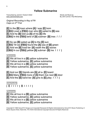 Yellow Submarine (arr. Jammin' Charts)