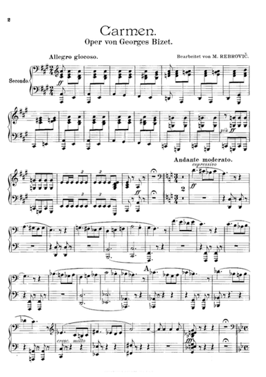 Bizet Carmen Medley, for piano duet(1 piano, 4 hands), PB811 (arr. M. Rebrovic)
