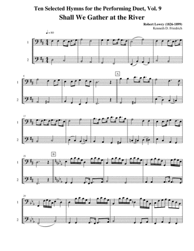Ten Selected Hymns for the Performing Duet, Vol. 9 - trombone (euphonium) and bass trombone (tuba) (arr. Kenneth D. Friedrich)
