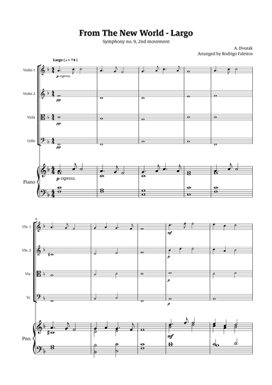 Largo (2nd movement of the Symphony no. 9 'From The New World') (arr. Rodrigo Faleiros)