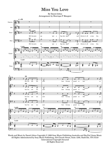 Miss You Love (arr. Henrique F Mangoni)