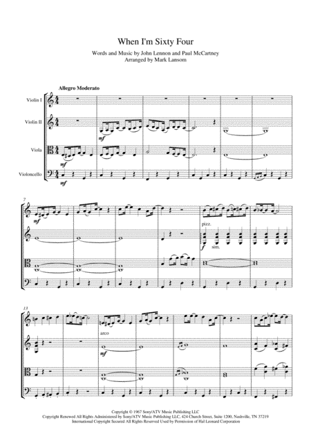 When I'm Sixty-Four (arr. Mark Lansom)