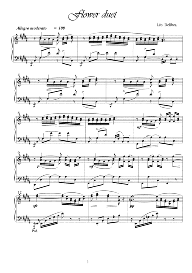 Flower Duet From Lakmé piano solo (arr. Classical Sheetz)