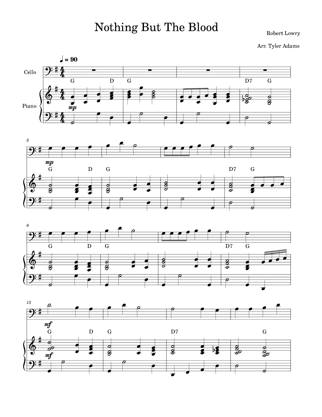 Nothing But The Blood (Cello Solo and Piano) (arr. Tyler Adams)