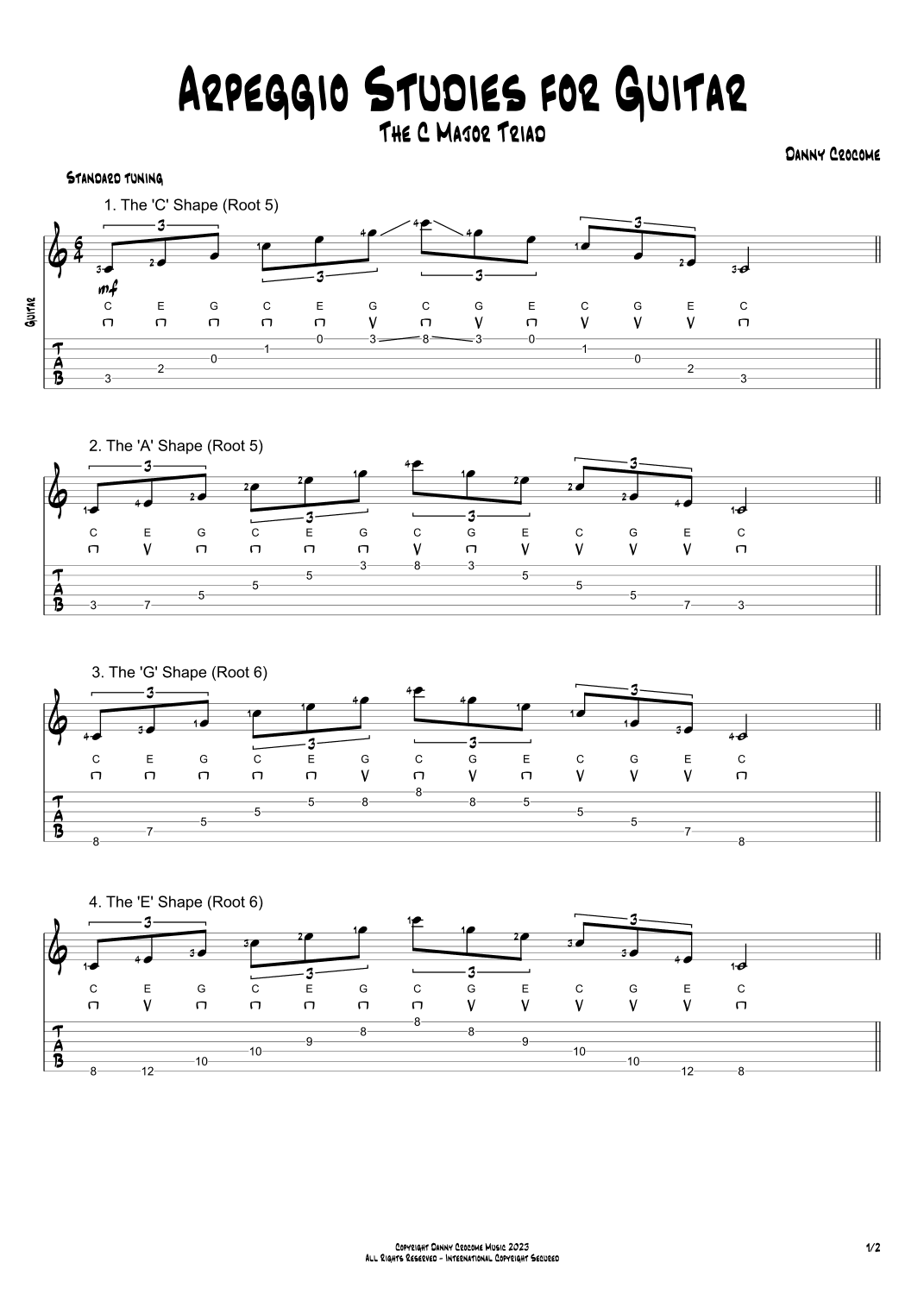 Arpeggio Studies for Guitar - The C Major Triad