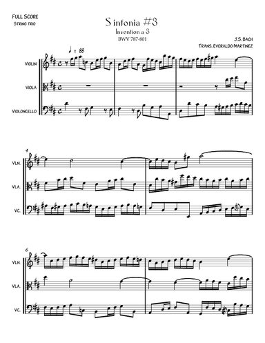Invention a 3 voices Sinfonia No. 3 BWV 787 (arr. Everaldo Martinez)