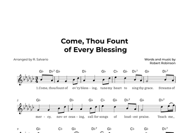 Come Thou Fount of Every Blessing (Key of G-Flat Major) (arr. R. Salvario)