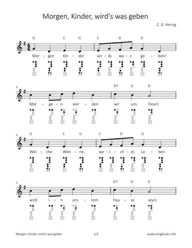 Morgen, Kinder, wird‘s was geben (arr. songbooks.info)