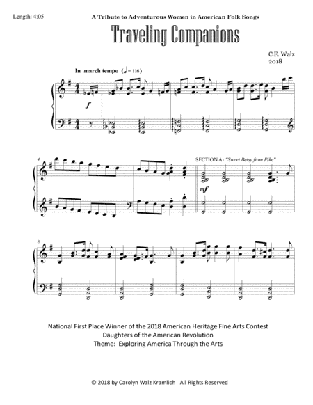 Traveling Companions - a March for Piano (arr. c.e. walz)