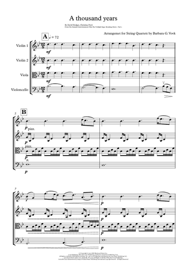 A Thousand Years (arr. Barbara Grahor Vovk)