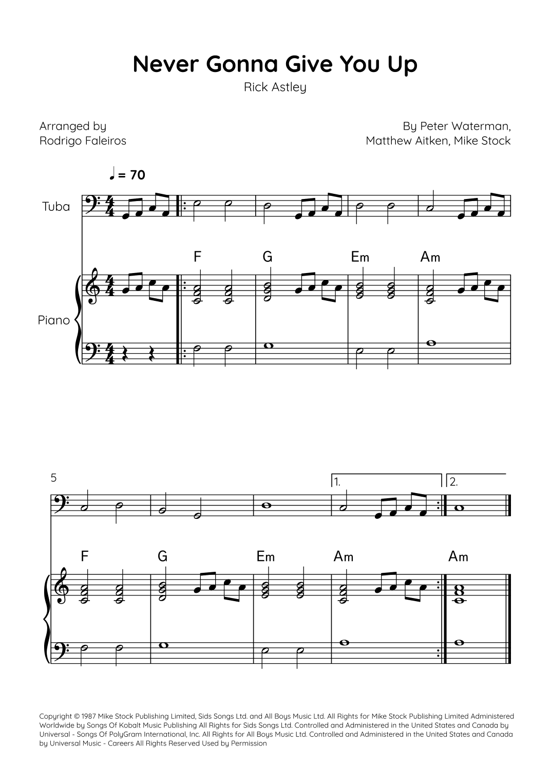 Never Gonna Give You Up (arr. Rodrigo Faleiros)
