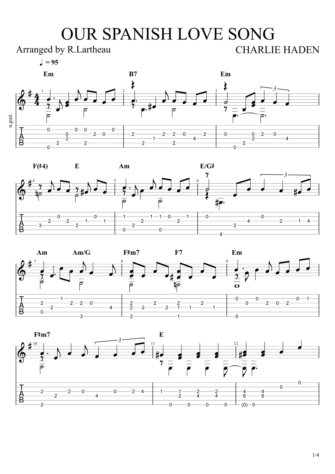 Our Spanish Love Song (arr. Roger Lartheau)