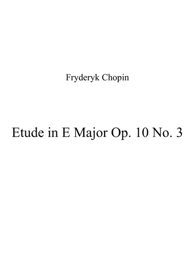 Etude in E Major Op. 10 No. 3 (arr. Patrizia Luraschi)