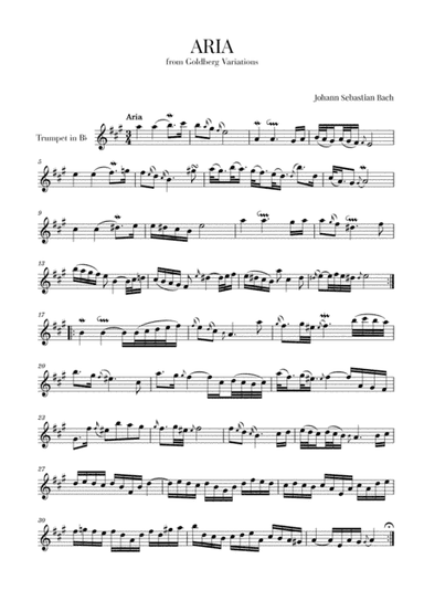 Aria (from Goldberg Variations - BWV 988) for Trumpet (arr. Cadenza Editions)