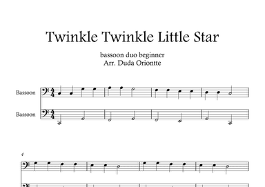 Twinkle Twinkle Little Star DUET (For BEGINNER and kids)  (bassoon duo) (arr. Duda Oriontte)