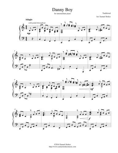 Danny Boy (Londonderry Air) - for intermediate piano (arr. Samuel Stokes)